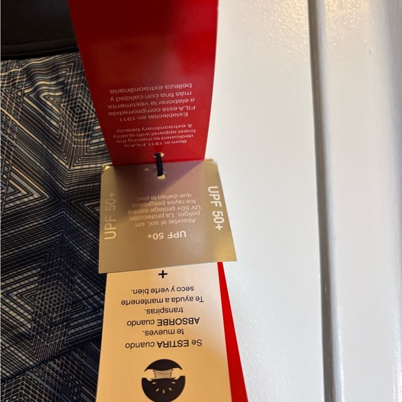 Fila Women's Athletic Shorts in Blue and Gray Geometric - Picture 4 of 7